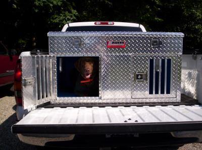 Image of Hunter Series Double Compartment Dog Box - Standard Vents w/ Top Storage - DOGSWAGI