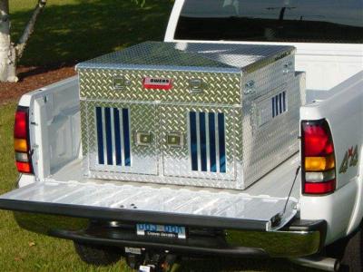 Image of Hunter Series Double Compartment Dog Box Shallow - Standard Vents w/ Top Storage - DOGSWAGI