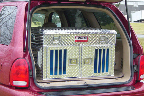 Image of HUNTER SERIES DOUBLE COMPARTMENT WITH TOP STORAGE / 48 W X 36 D X 26 H / SHALLOW / STANDARD VENTS / DIAMOND TREAD ALUMINUM - DOGSWAGI