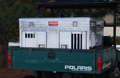 Image of HUNTER SERIES DOUBLE COMPARTMENT WITH TOP STORAGE / 48 W X 36 D X 26 H / SHALLOW / STANDARD VENTS / DIAMOND TREAD ALUMINUM - DOGSWAGI