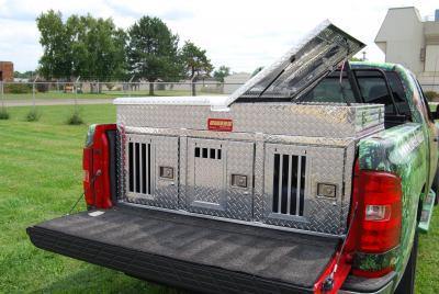 Image of Hunter Series Triple Compartment Dog Box - All Seasons Rear Vents w/ Top Storage - DOGSWAGI