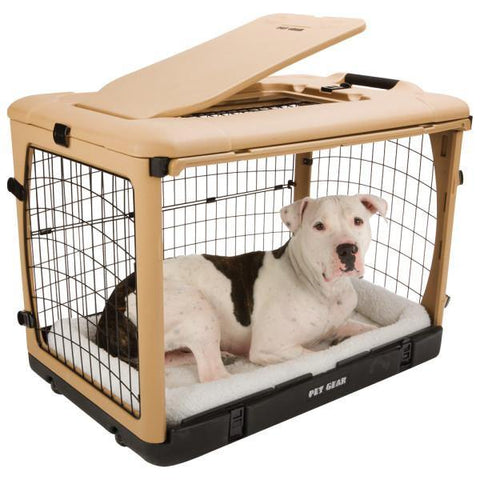 Image of Deluxe Steel Dog Crate With Pad - DOGSWAGI
