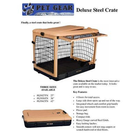Image of Deluxe Steel Dog Crate With Pad - DOGSWAGI