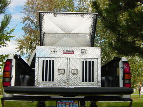 Image of Hunter Series Double Compartment Dog Box Shallow - Standard Vents w/ Top Storage - DOGSWAGI