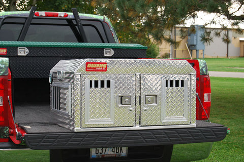 Image of HUNTER SERIES DOUBLE COMPARTMENT WITH TOP STORAGE / 48 W X 36 D X 26 H / SHALLOW / STANDARD VENTS / DIAMOND TREAD ALUMINUM - DOGSWAGI