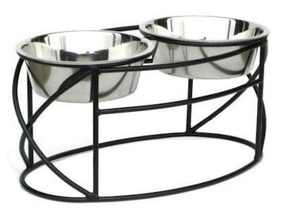 Oval Cross Double Raised Feeder - DOGSWAGI