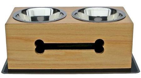 Wooden Bone Elevated Dog Bowls - DOGSWAGI